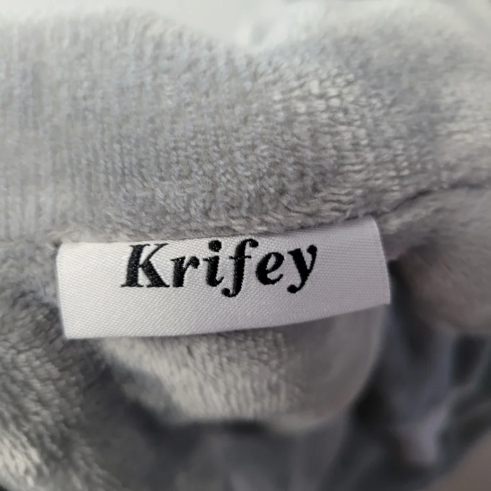 Krifey Oversized Wearable Blanket Hoodie Gray Sherpa Lined‎ Fleece One Size